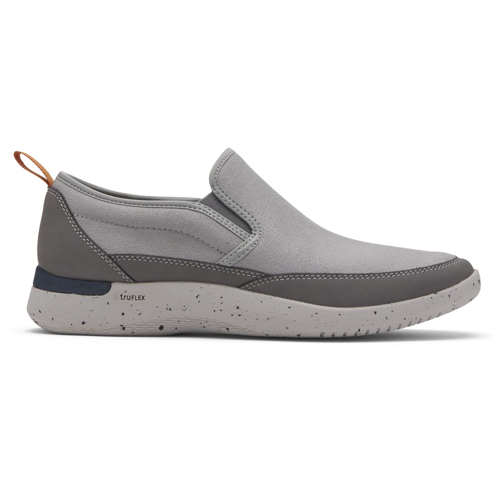 Rockport Men's Truflex Fly Mudguard Slip-On Sneakers - Grey - USA (4863ORSQW)